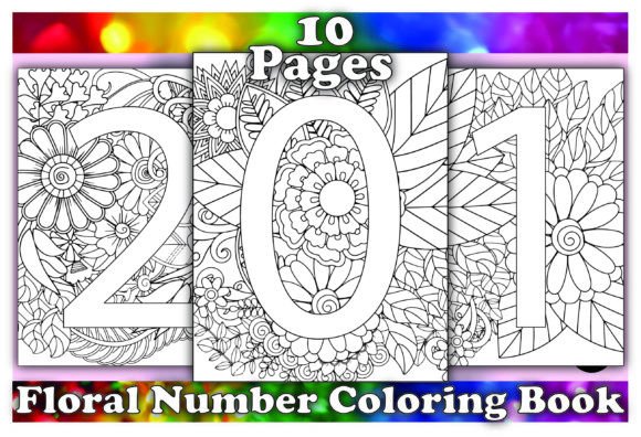 10 Floral Number Coloring Book Kids