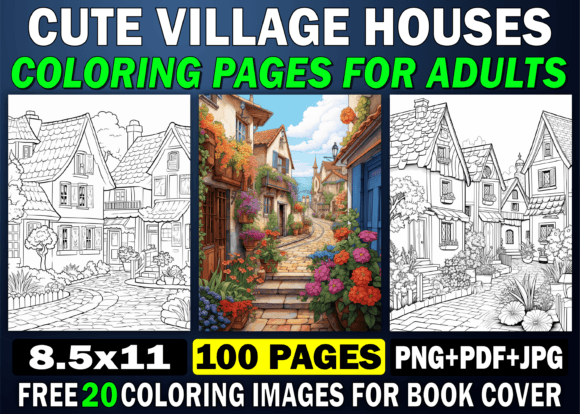 100 Village Houses Coloring Pages Adults