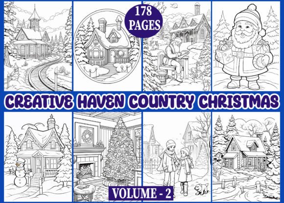 178 Creative Haven Country Christmas: A Unique Coloring Experience for Adults
