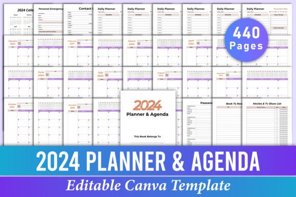 2024 Planner Agenda Canva Kdp Interior