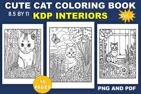 Cute Cat Coloring Book Kdp Interior