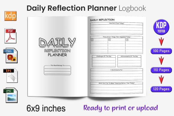 Daily Reflection Planner Log Book KDP for Amazon KDP Success