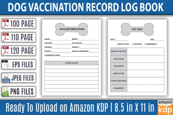 Dog Vaccination Record Log Book KDP