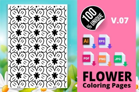 Flower Coloring Page Books V.07: A Practical Tool for Creative Workflows