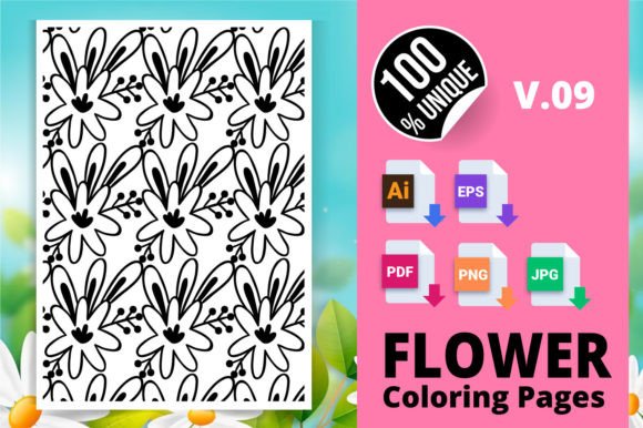 Flower Coloring Page Books V.09: A Versatile Resource for Creativity and Business