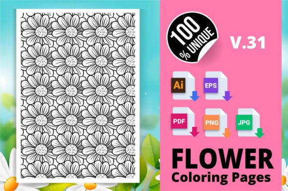 Flower Coloring Page Books V.31