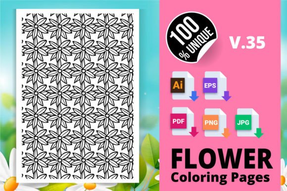 Flower Coloring Page Books V.35: A Creative Resource for All Ages