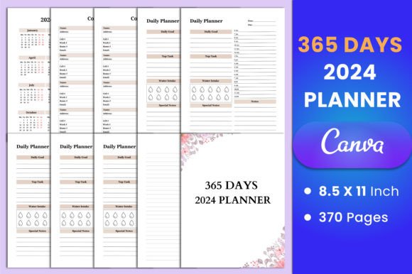Free 365 Day 2024 Planner Canva KDP