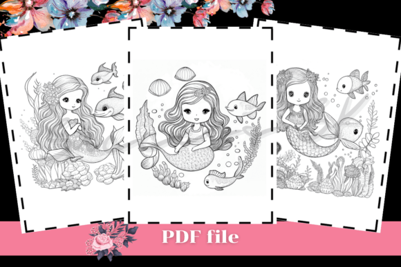 Mermaid Coloring Pages 2, KDP Interior