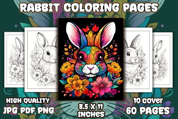 Rabbit Coloring Pages for KDP Interior