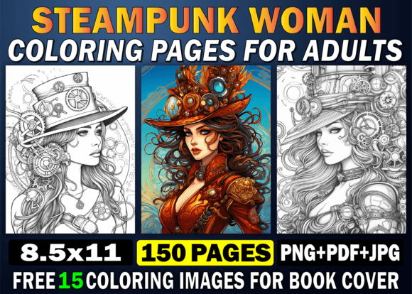 Steampunk Woman Coloring Pages for Adult