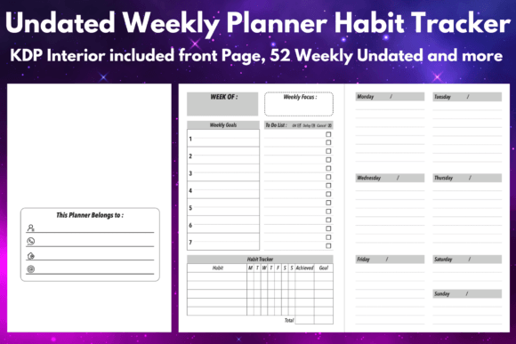 Undated 52 Weekly Planner KDP Interior: A Versatile Tool for Organized Living