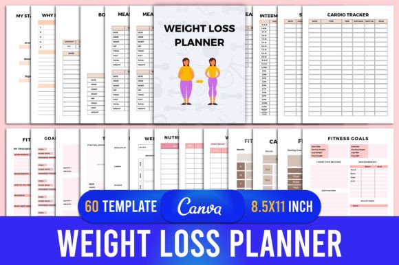 Weight Loss Planner Canva Kdp Interior